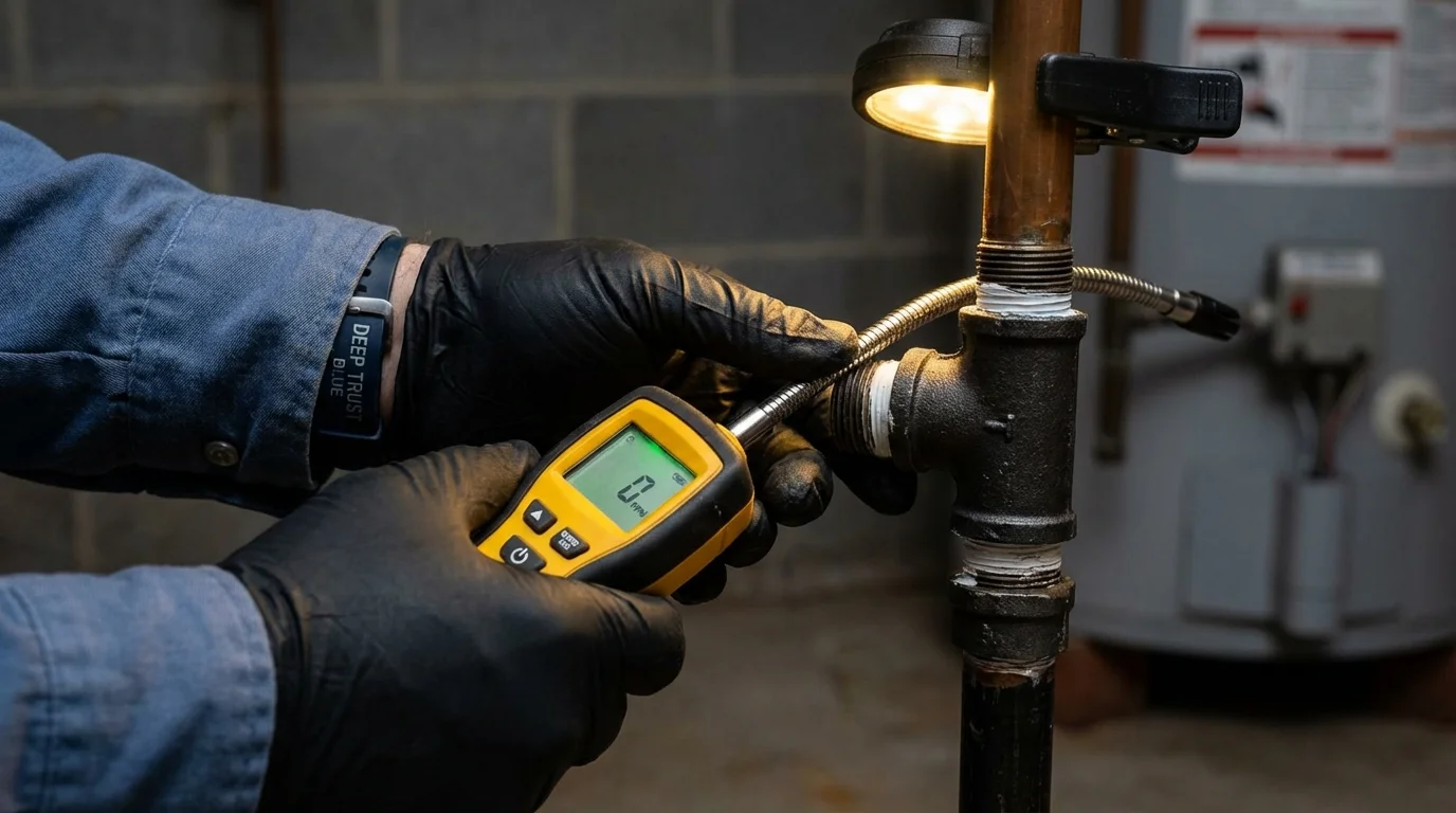 Gas leak detection with electronic sniffer by Johns Plumbing LLC in Elmhurst
